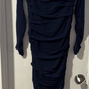 Elegant Blue Maternity Ruched Dress